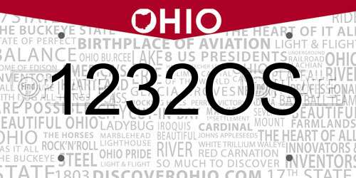 1232OS Ohio License Plate