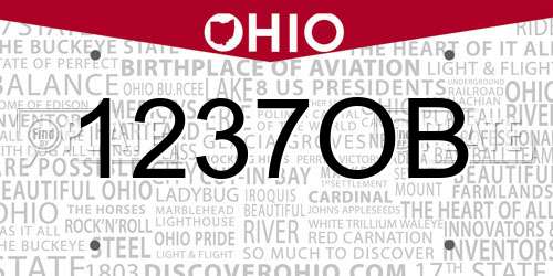 1237OB Ohio License Plate