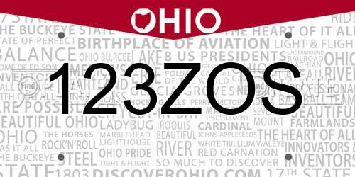 123ZOS Ohio License Plate