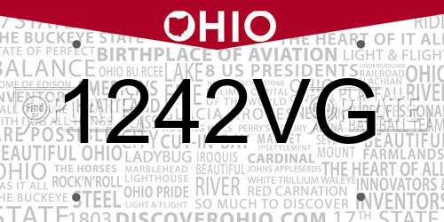 1242VG Ohio License Plate