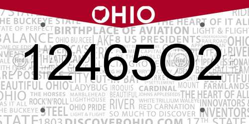 12465O2 Ohio License Plate