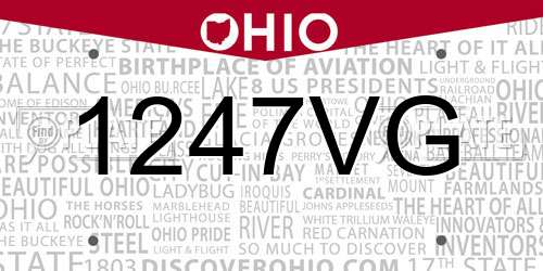 1247VG Ohio License Plate