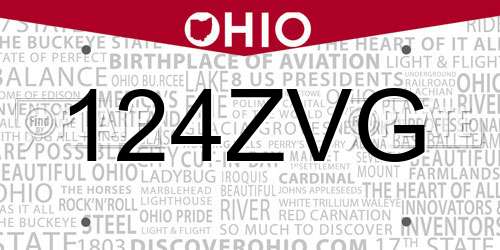 124ZVG Ohio License Plate