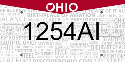 1254AI Ohio License Plate
