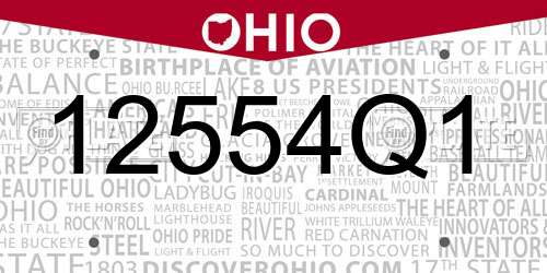 12554Q1 Ohio License Plate