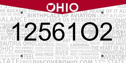 12561O2 Ohio License Plate