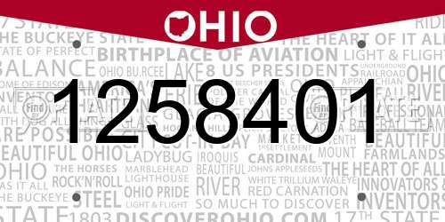 1258401 Ohio License Plate