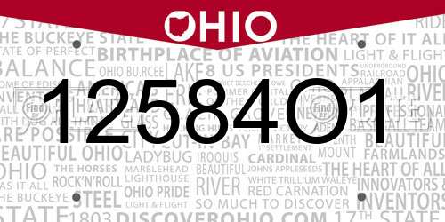 12584O1 Ohio License Plate