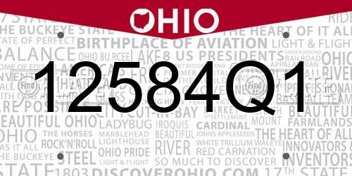 12584Q1 Ohio License Plate