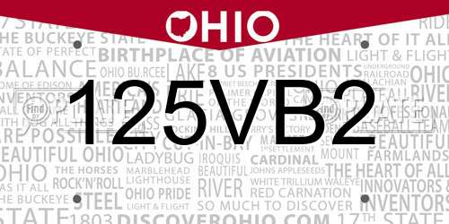 125VB2 Ohio License Plate