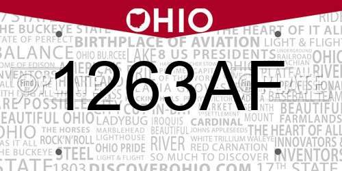 1263AF Ohio License Plate