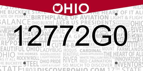12772G0 Ohio License Plate