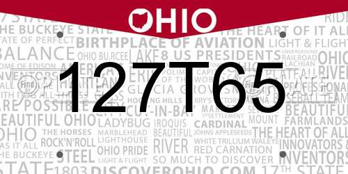 127T65 Ohio License Plate