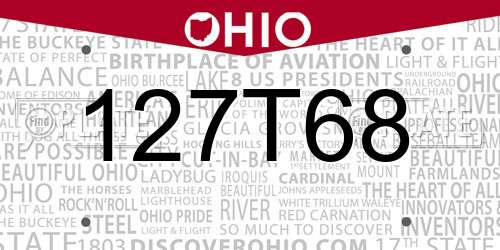 127T68 Ohio License Plate
