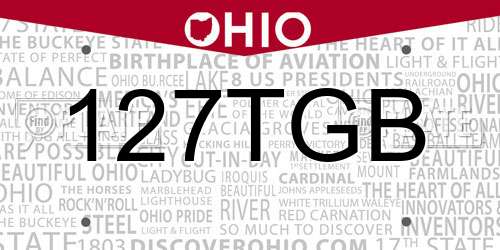 127TGB Ohio License Plate