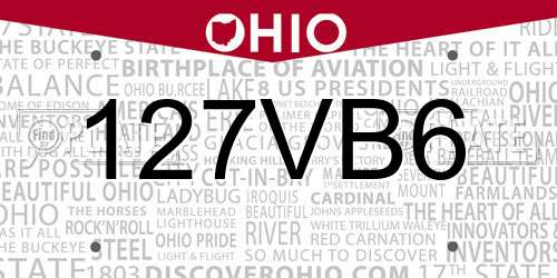 127VB6 Ohio License Plate