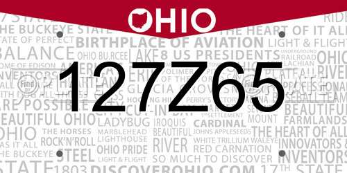 127Z65 Ohio License Plate