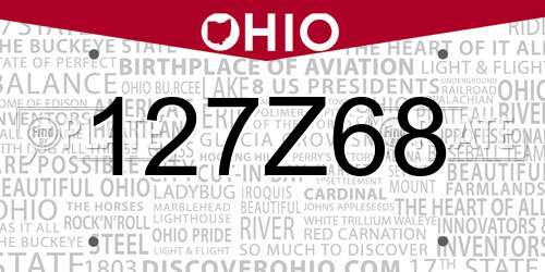 127Z68 Ohio License Plate