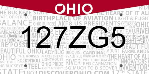 127ZG5 Ohio License Plate