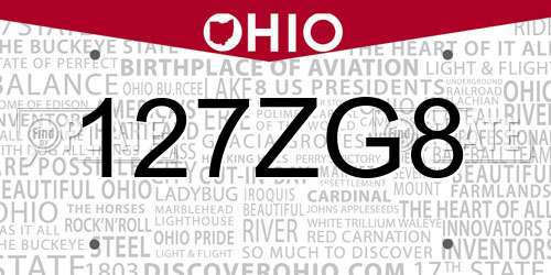 127ZG8 Ohio License Plate