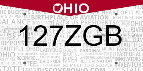 127ZGB Ohio License Plate