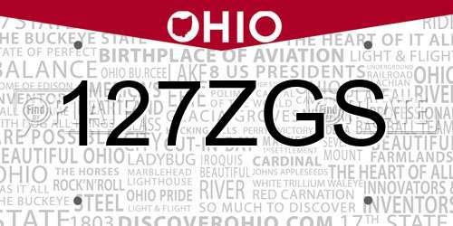 127ZGS Ohio License Plate