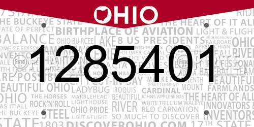 1285401 Ohio License Plate