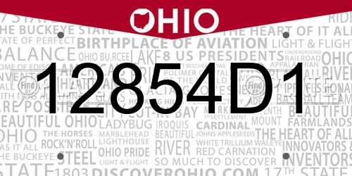 12854D1 Ohio License Plate