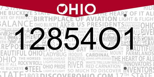 12854O1 Ohio License Plate