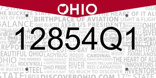 12854Q1 Ohio License Plate