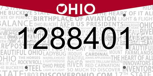 1288401 Ohio License Plate
