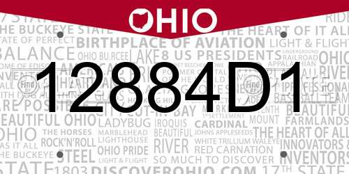 12884D1 Ohio License Plate