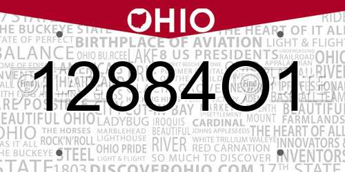 12884O1 Ohio License Plate