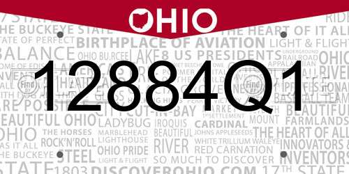 12884Q1 Ohio License Plate