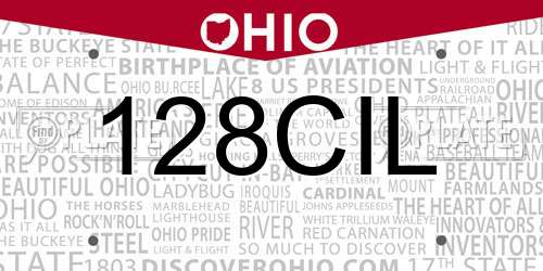 128CIL Ohio License Plate