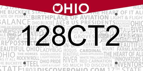 128CT2 Ohio License Plate