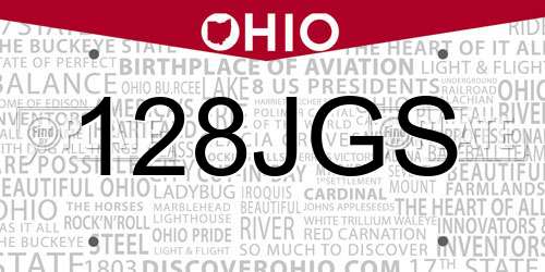 128JGS Ohio License Plate