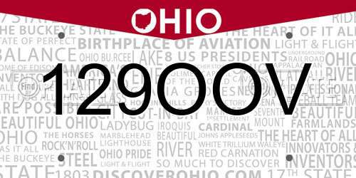 129OOV Ohio License Plate