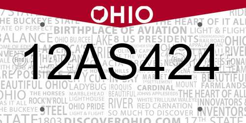 12AS424 Ohio License Plate