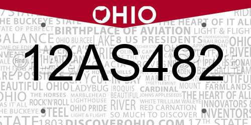 12AS482 Ohio License Plate