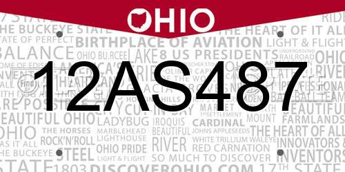 12AS487 Ohio License Plate