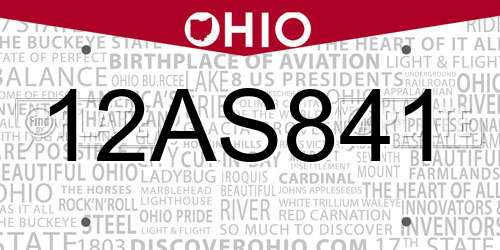 12AS841 Ohio License Plate