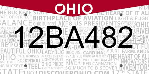 12BA482 Ohio License Plate