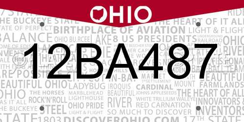 12BA487 Ohio License Plate