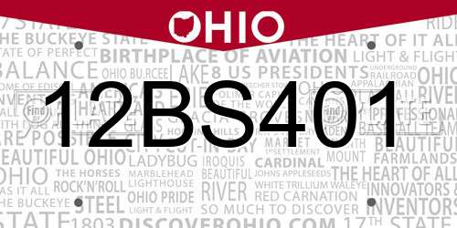 12BS401 Ohio License Plate