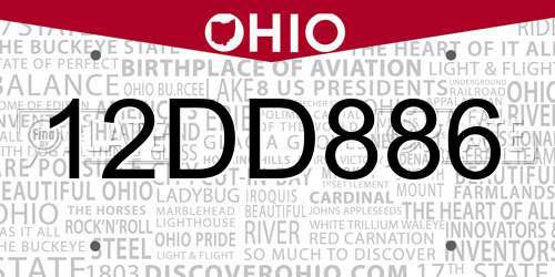 12DD886 Ohio License Plate