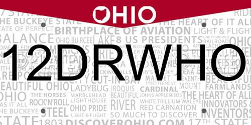 12DRWHO Ohio License Plate