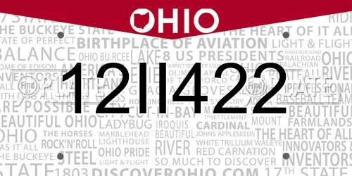 12II422 Ohio License Plate
