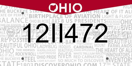 12II472 Ohio License Plate