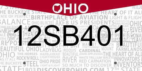 12SB401 Ohio License Plate